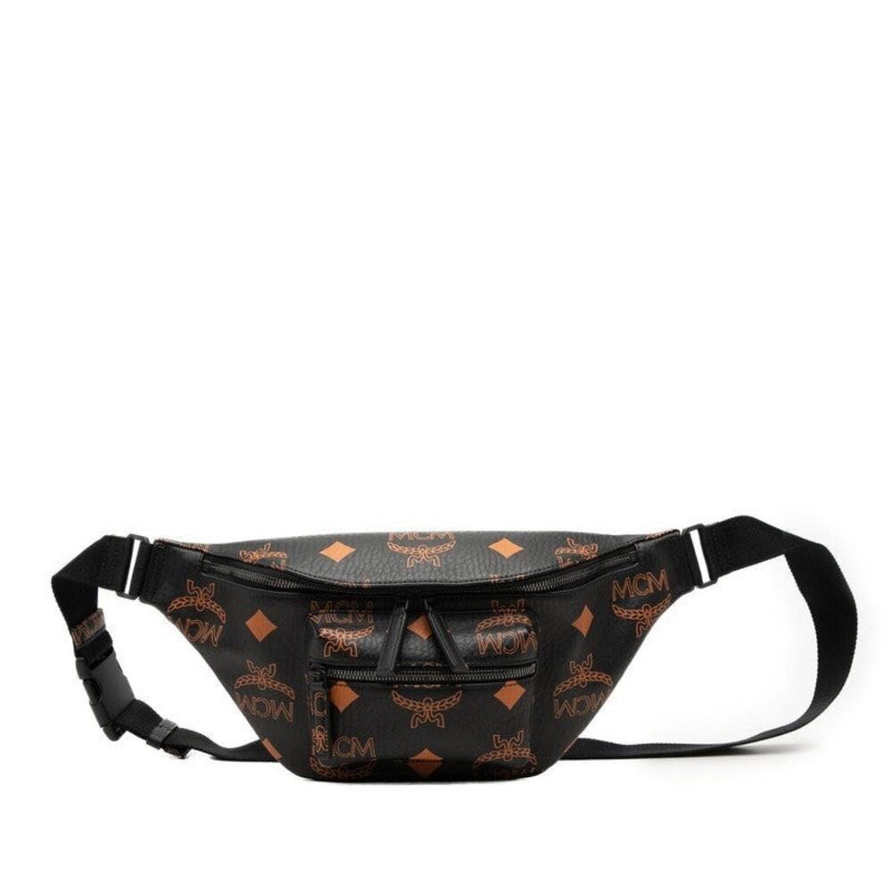 MCM Maxi Visetos Logo Fursten Belt Bag Black